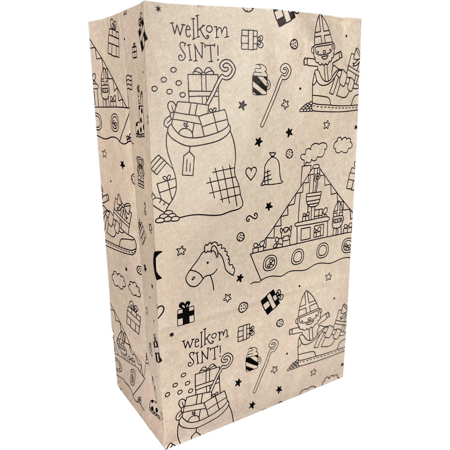 Klika - Zak | Blokbodemzak | Papier | 18/ 10x31cm | Feestelijk | bruin | 1000 stuks