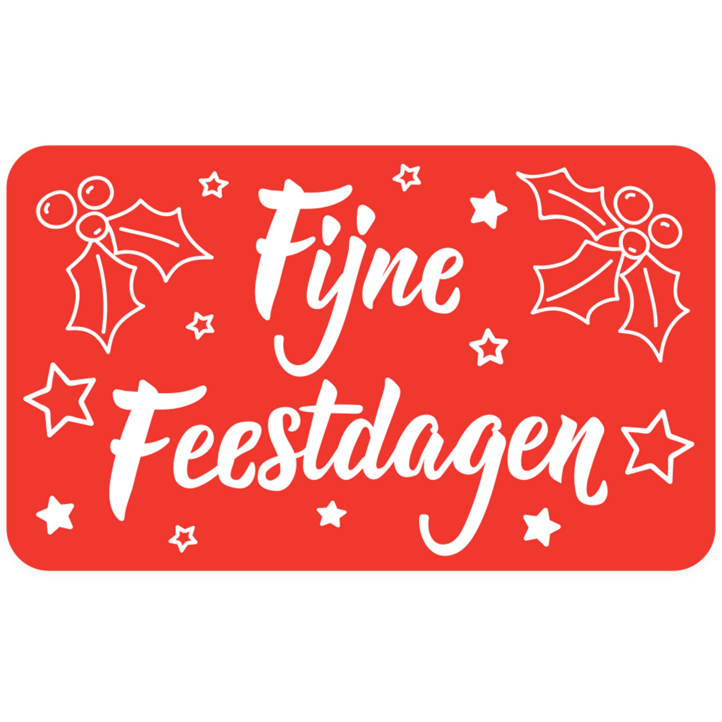 Klika - Etiket | papier | Fijne Feestdagen | permanent | 50x30mm | wit/rood | rol à 500 stuks