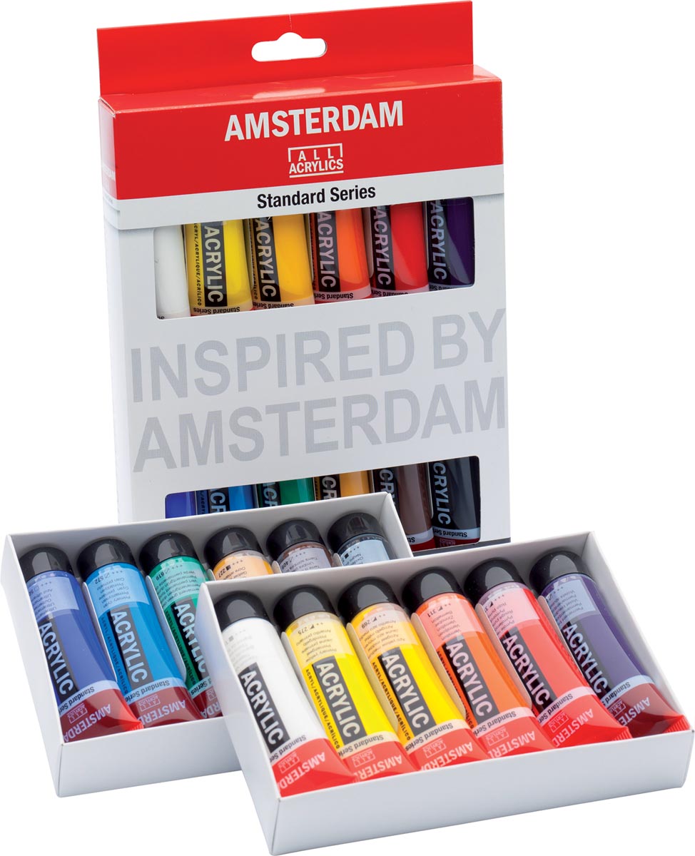 Amsterdam – Acrylfarbe in der Tube mit 20 ml, Karton mit 12 Stück in verschiedenen Farben