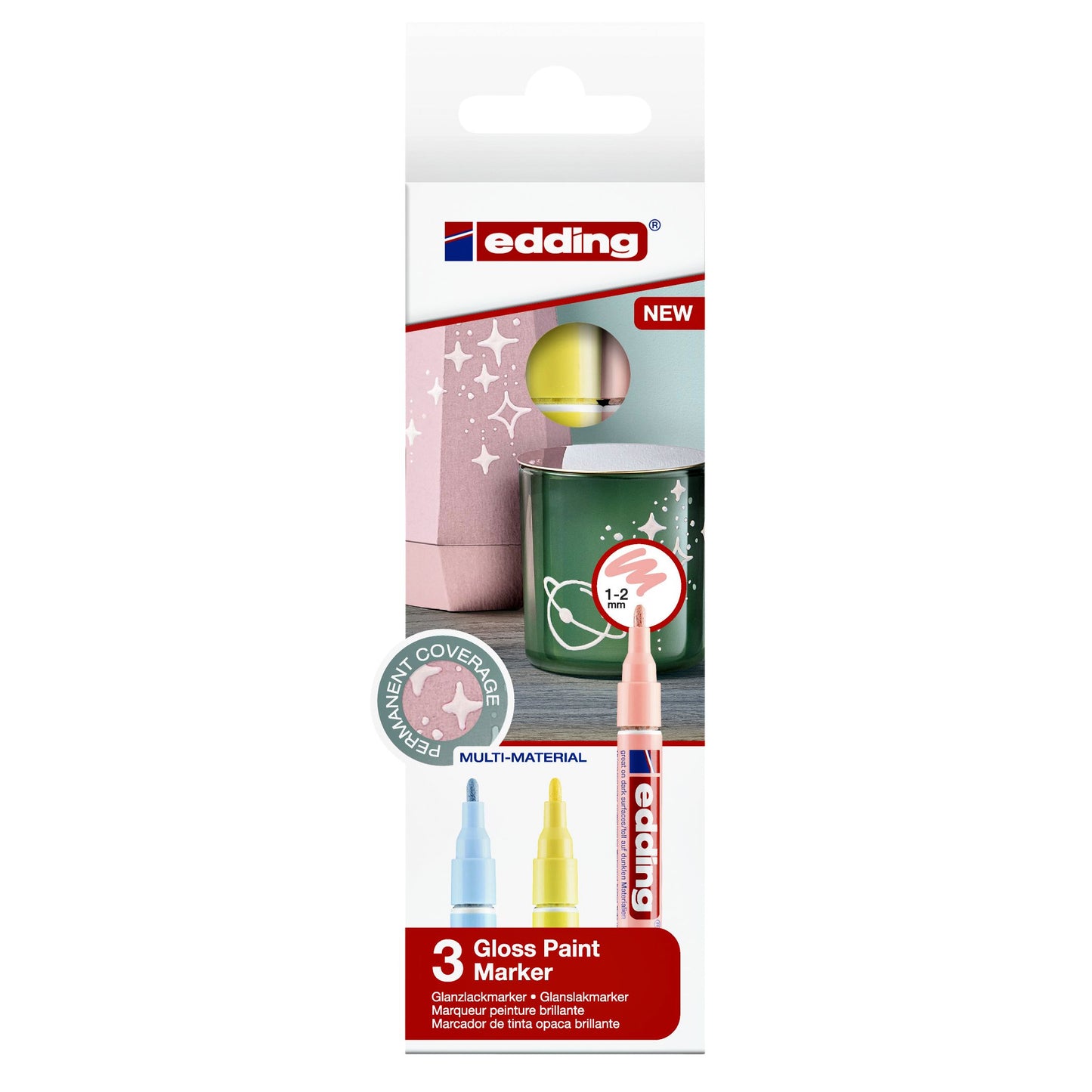 Edding - Oil-based Paintmarker 751 1-2mm pastel assorted 3 pieces