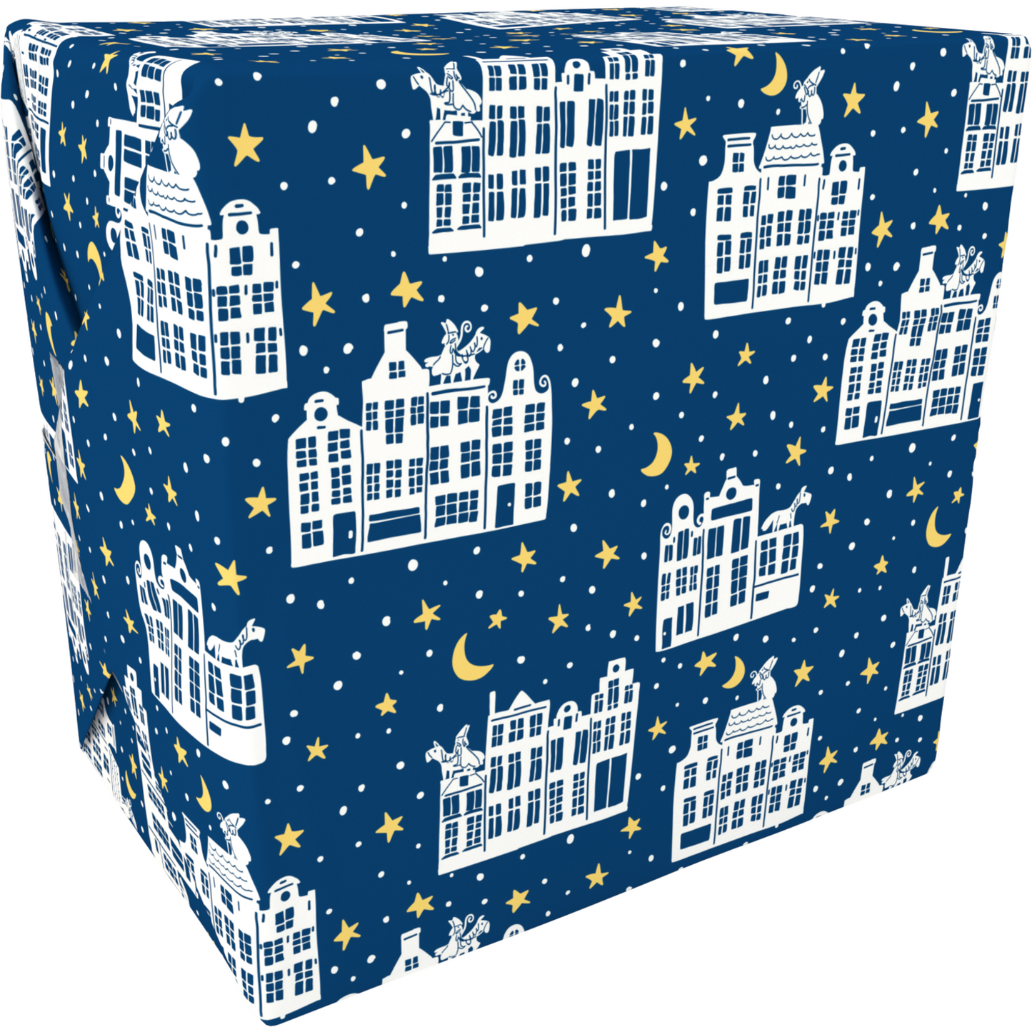 Klika - Papel de regalo | 50cm | 200 metros | 80gr/m² | Noche de paz | azul/amarillo