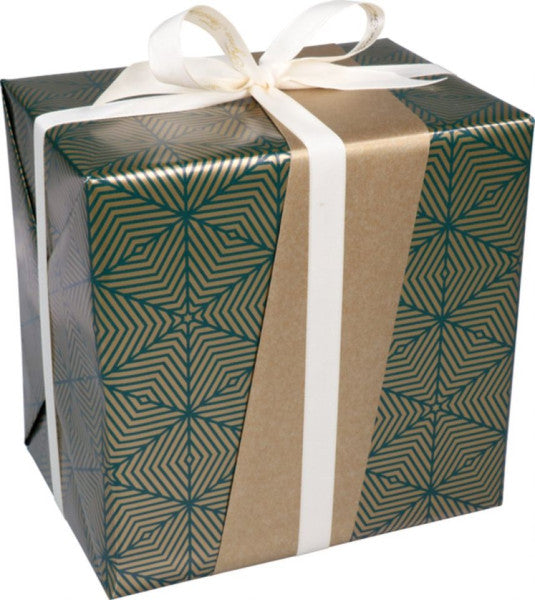 Klika - Papel de regalo 30cm 100m 80gr/m Navidad geo verde oro