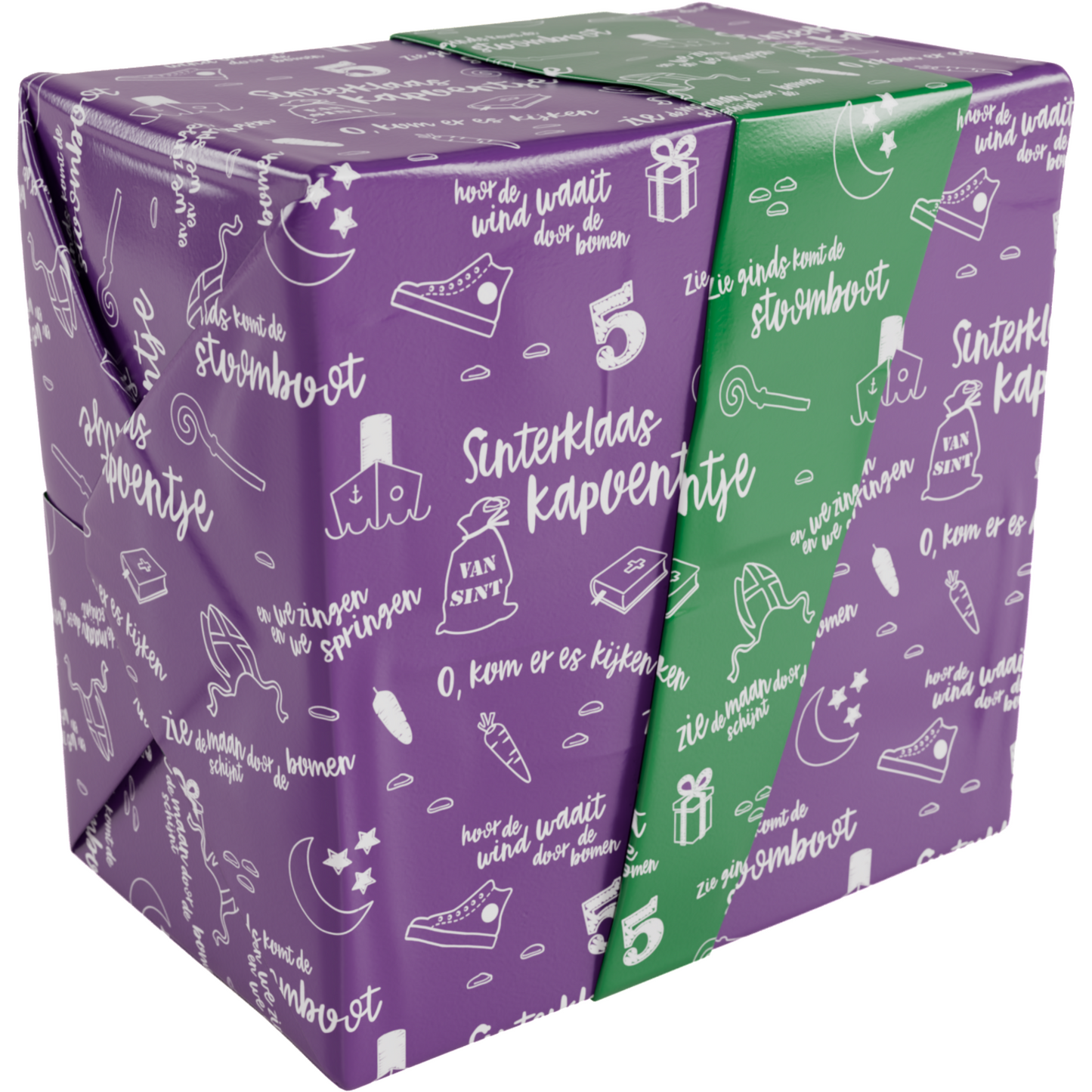 Klika - Cadeaupapier | 30cm | 200m | Kapoentje | paars/groen | rol à ca. 200 meter