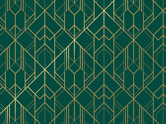 Gift wrapping paper 50cm 100m 80gr/m Geometric green / gold