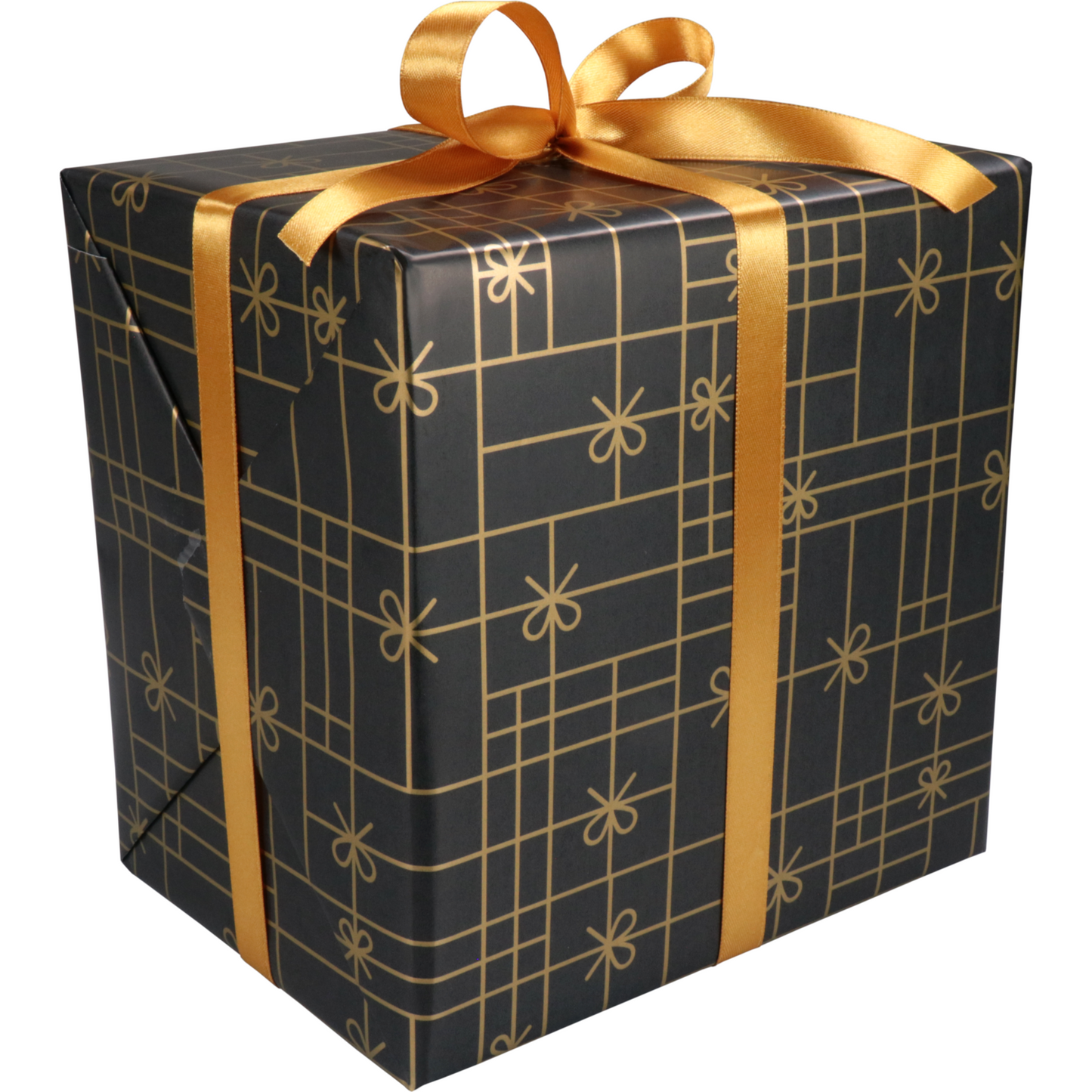 Klika - Papel de regalo 30cm 200m 80gr/m Negro con lazos dorados