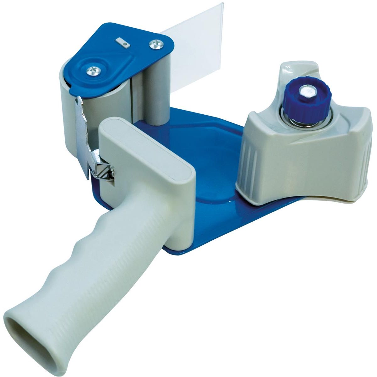 DONAU - afroller voor verpakkingsplakband, metaal, voor rollen tot 50 mm, blauw-grijs