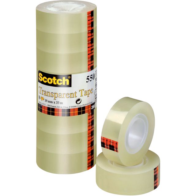 Scotch - Plakband 550 19mmx33m transparant 8 rolllen