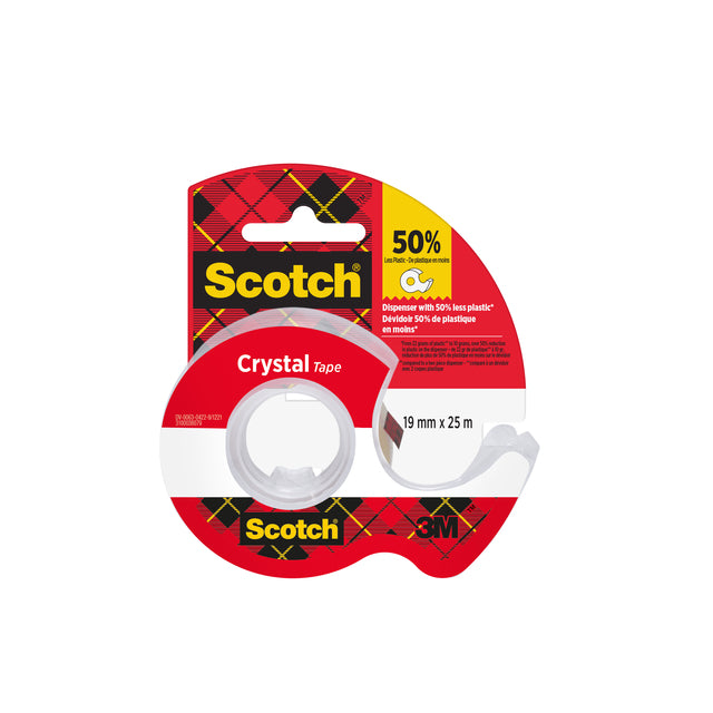 Scotch - Ruban adhésif crystal 600 19mmx25m tr + passe-main