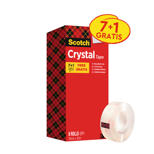 Scotch - Nastro adesivo Crystal 600 19mmx33m trasparente 7+1 omaggio