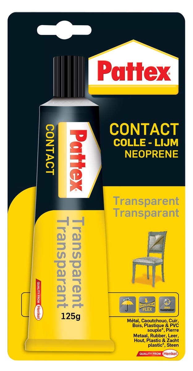 Pattex - contactlijm Transparant, tube van 125 g, op blister