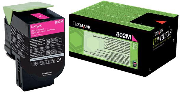 Lexmark - Return Program toner 802, 1.000 pagina's, OEM 80C20M0, magenta