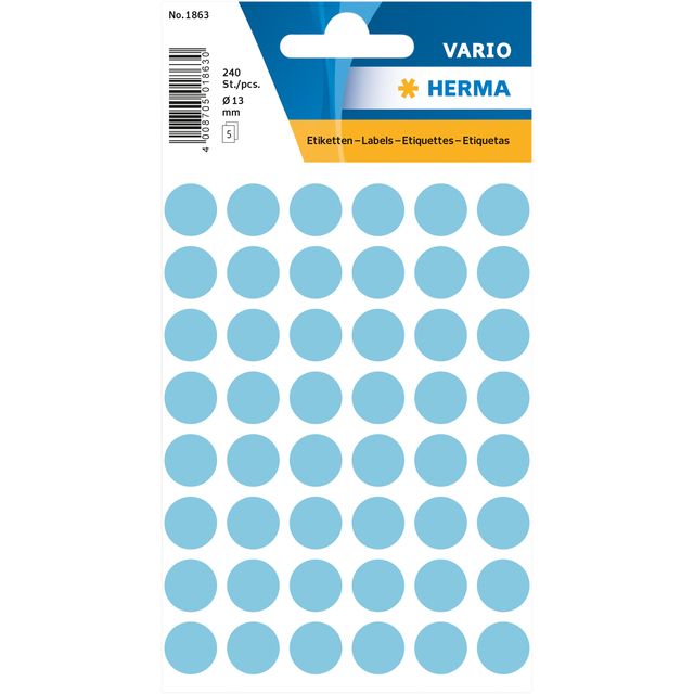 HERMA - Etiket 1863 rond 12mm blauw 240st | 10 stuks