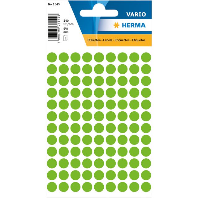 HERMA - Etiket 1845 rond 8mm groen 540st