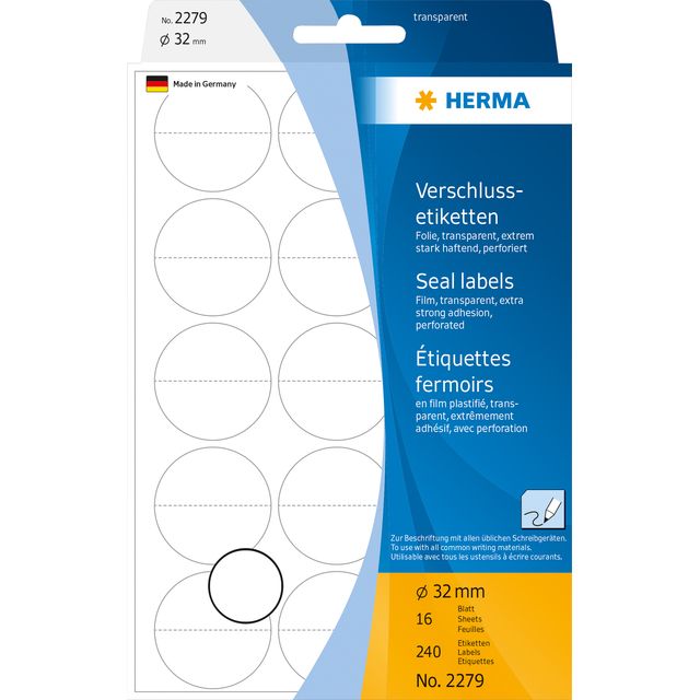 HERMA - Etikett 2279 32mm transparent 240 Etiketten