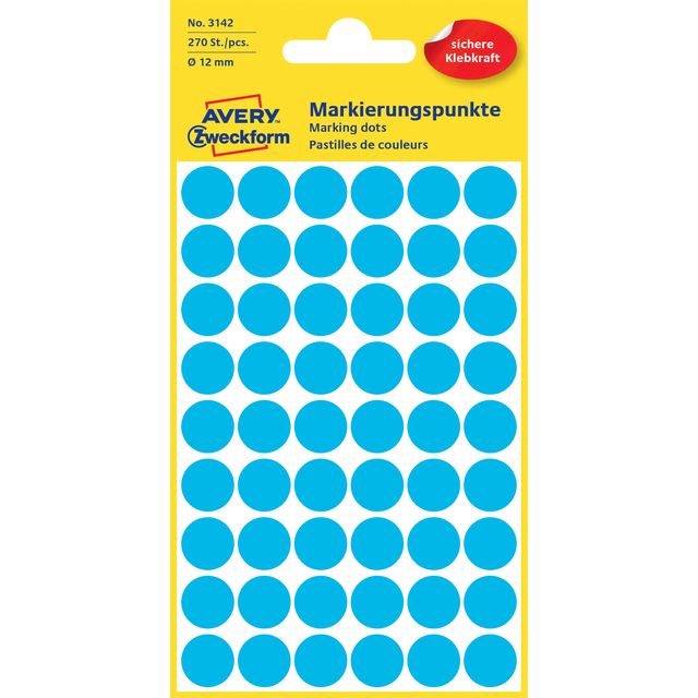 Avery Zweckform - Etiket avery 3142 rond 12mm blauw 270st | 10 stuks