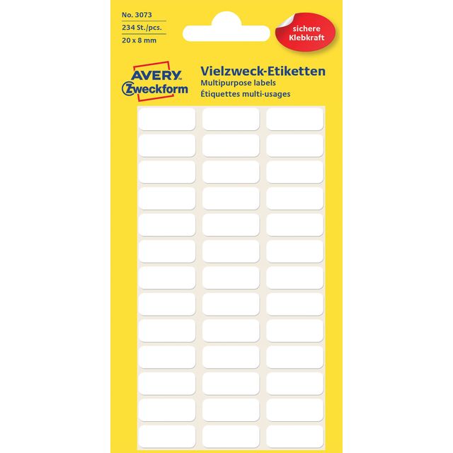 Avery Zweckform - Etikett Zweckform 3073 20x8mm weiß 234 Etiketten | 10 Stück