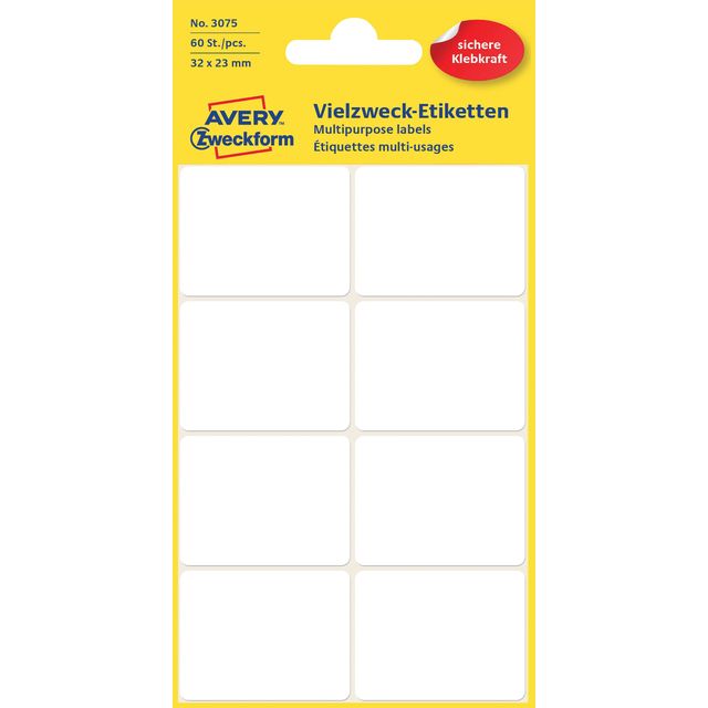 Avery Zweckform - Etiket Zweckform 3075 32x23mm wit 60 etiketten