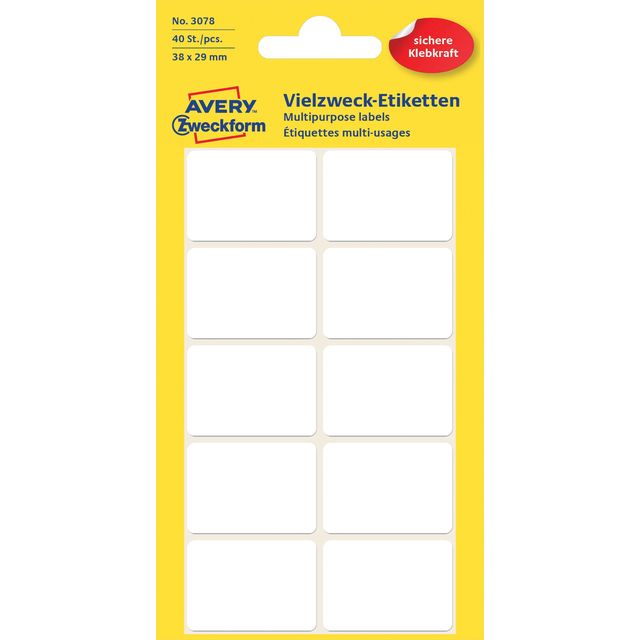 Avery Zweckform - Etichetta Zweckform 3078 38x29mm bianco 40 etichette