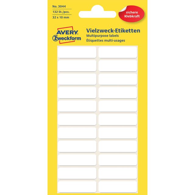 Avery Zweckform - Etiket Zweckform 3044 32x10mm wit 132 etiketten
