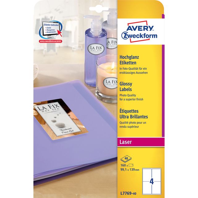 Avery Zweckform - Etichetta Zweckform L7769-40 99,1x139mm bianco lucido 160 pezzi