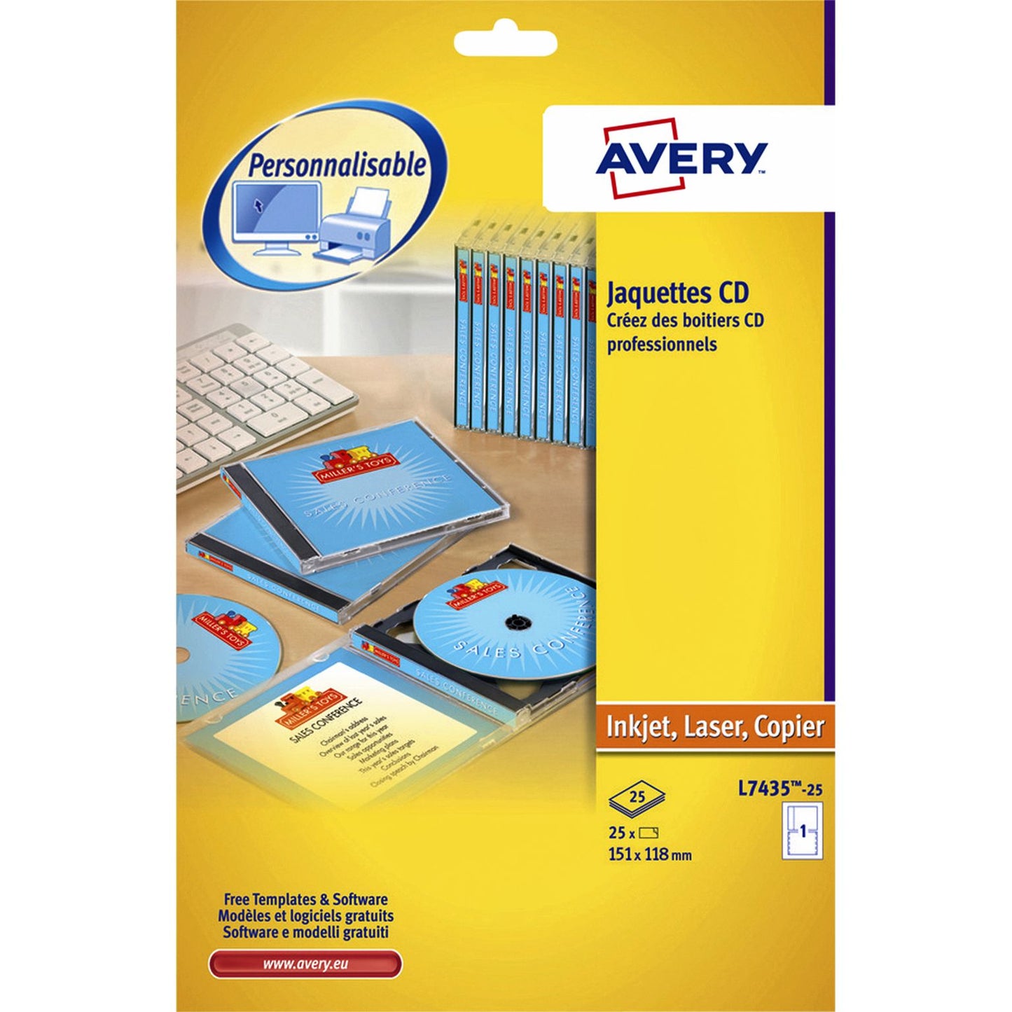 Avery - CD-Einlegekarte L7435-25 151x118mm