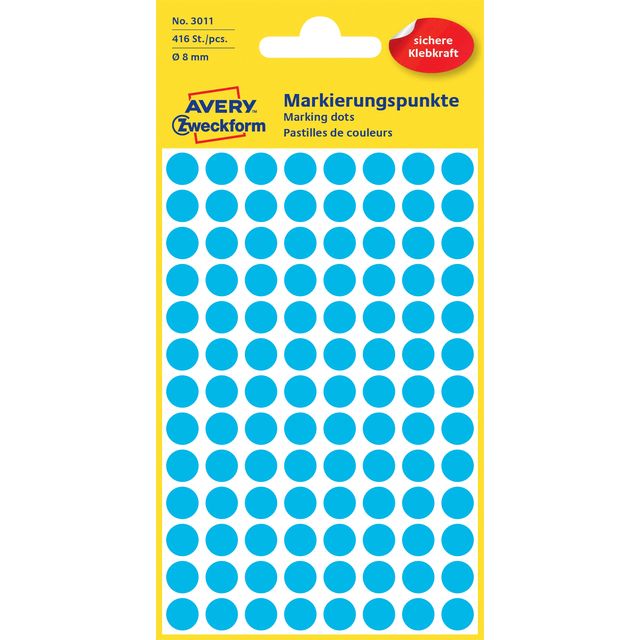 Avery Zweckform - Etiket Zweckform 3011 rond 8mm blauw 416 etiketten