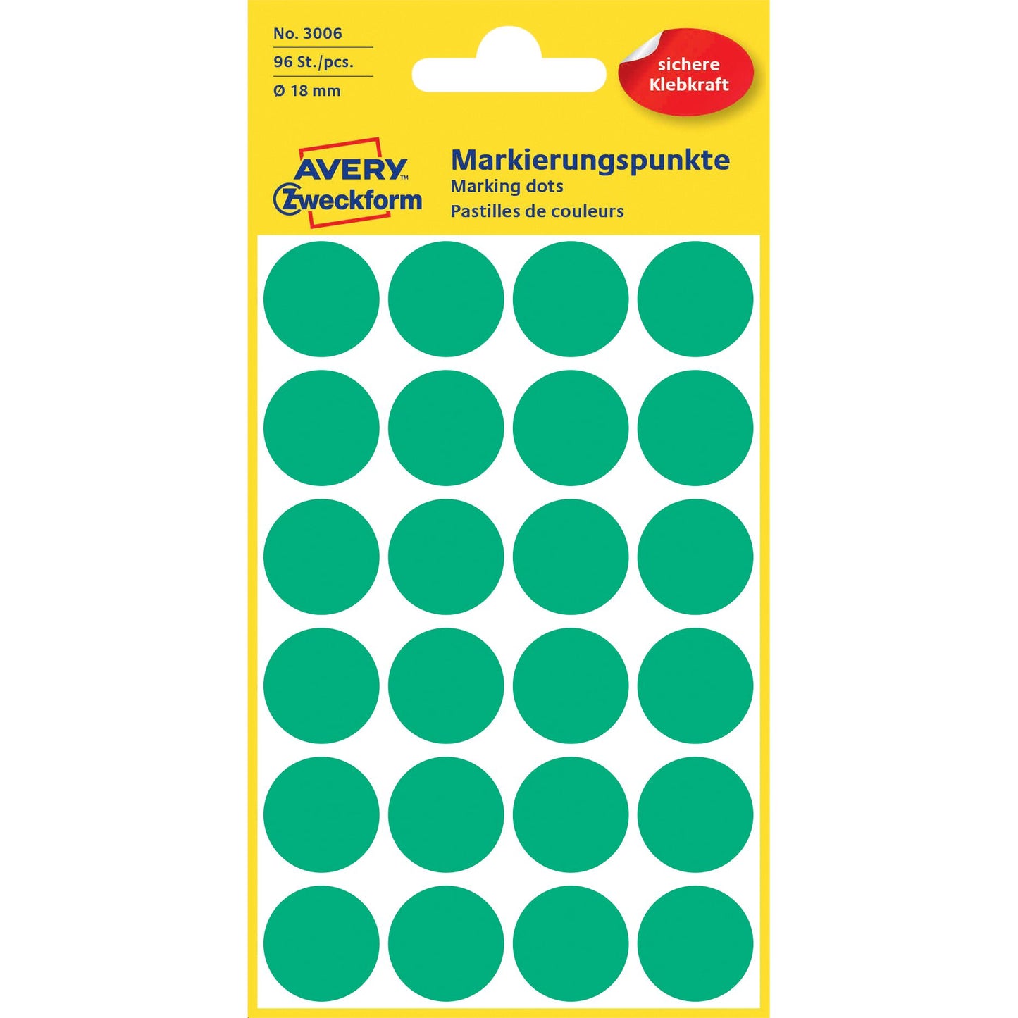Avery Zweckform - Etiket Zweckform 3006 rond 18mm groen 96 stuks