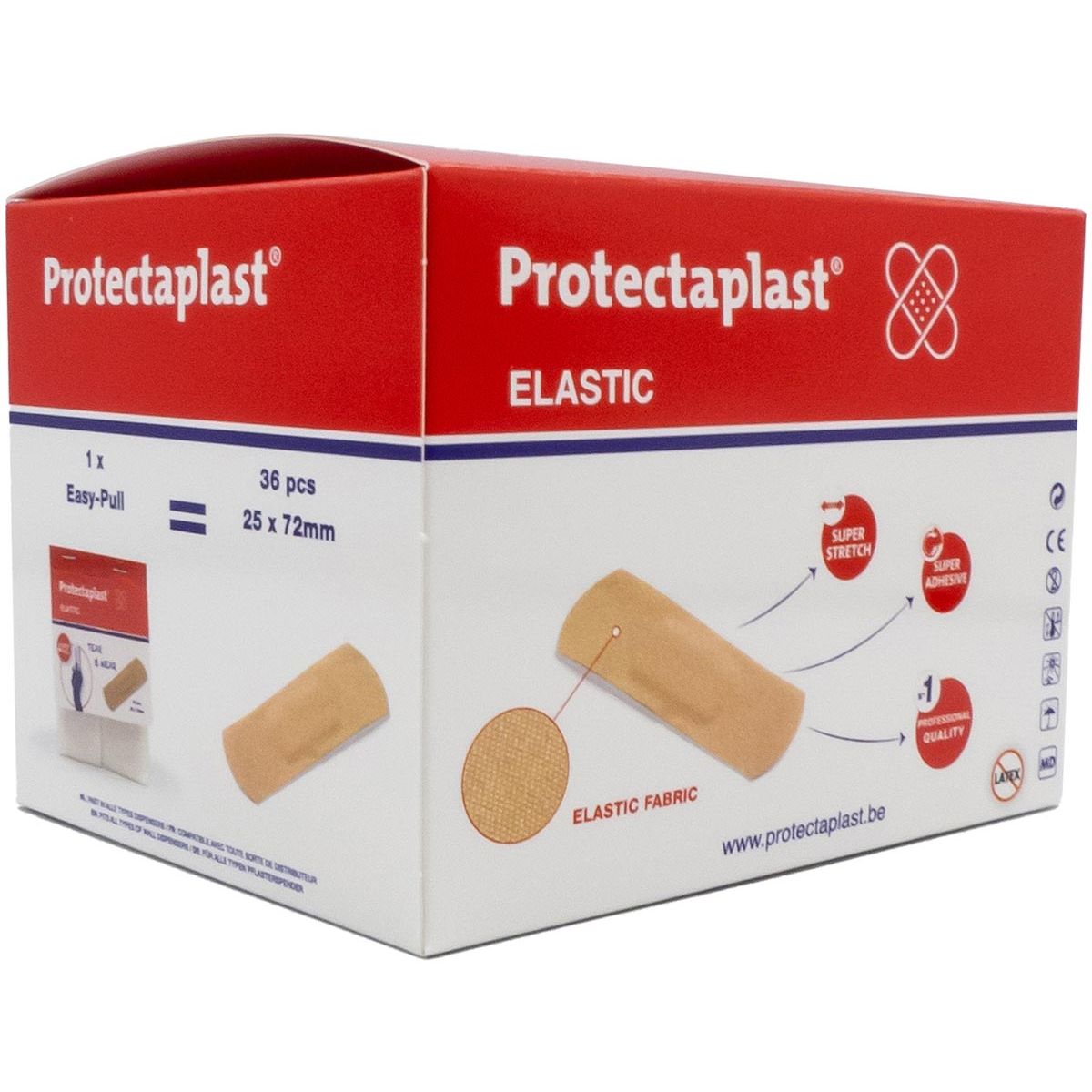 Protectaplast - Proteclast Tear Wear Elastic Easy-Pull, ft 25 x 72 mm, 5 x 36 stuks