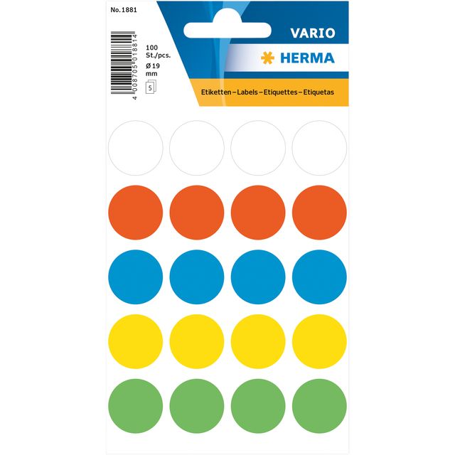 HERMA - Etiket 1881 rond 19mm assorti 100 stuks