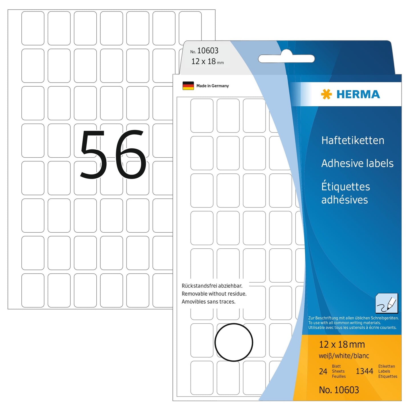 HERMA - Etikett 10603 12x18mm ablösbare 1344 Etiketten