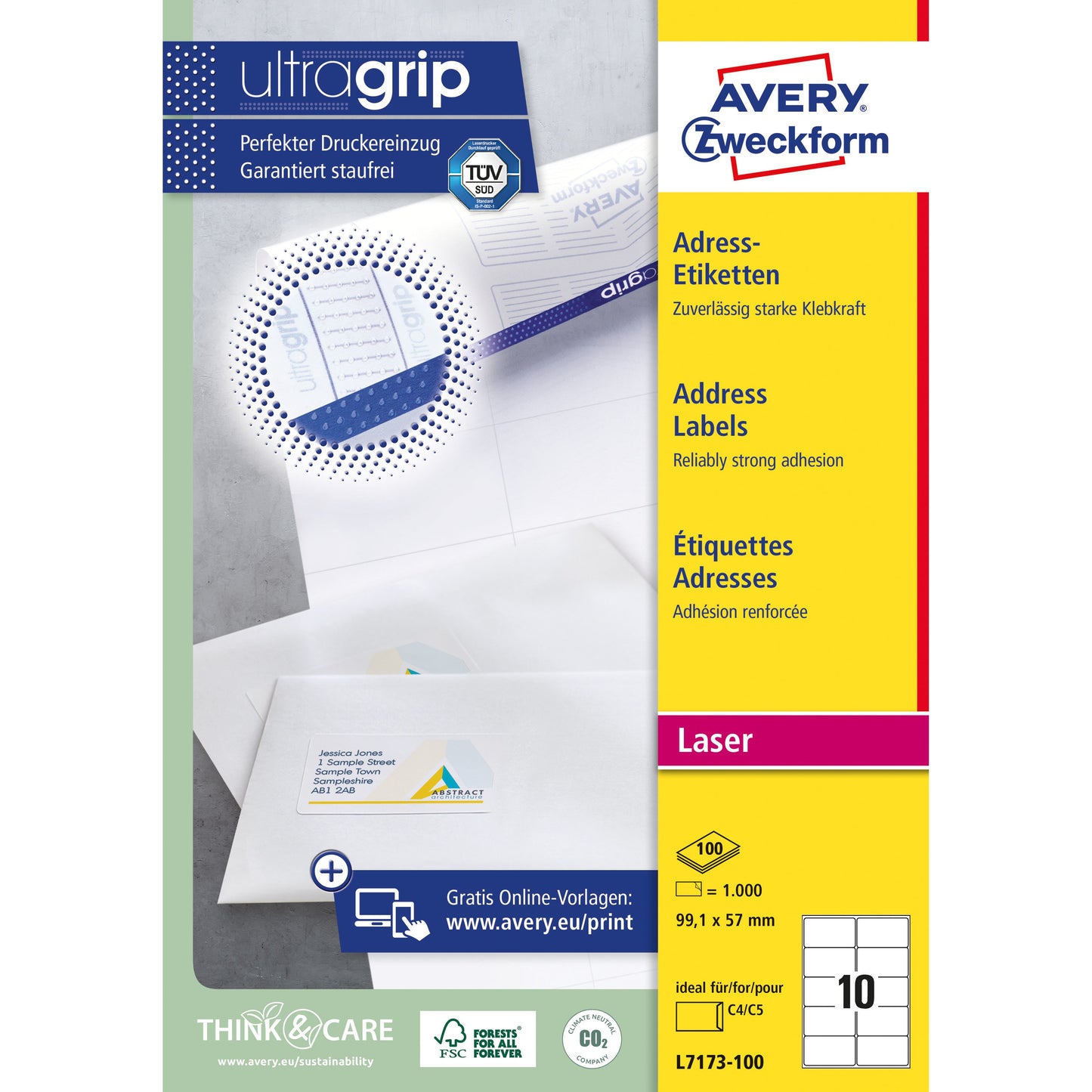Avery - Etiket L7173-100 99.1x57mm wit 1000 etiketten | 5 stuks