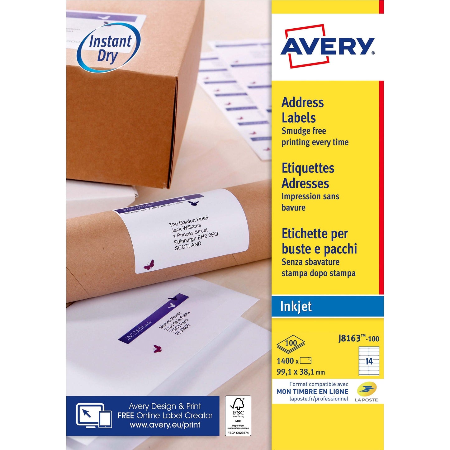 Avery - Label J8163-100 99.1x38.1mm white 1400 labels
