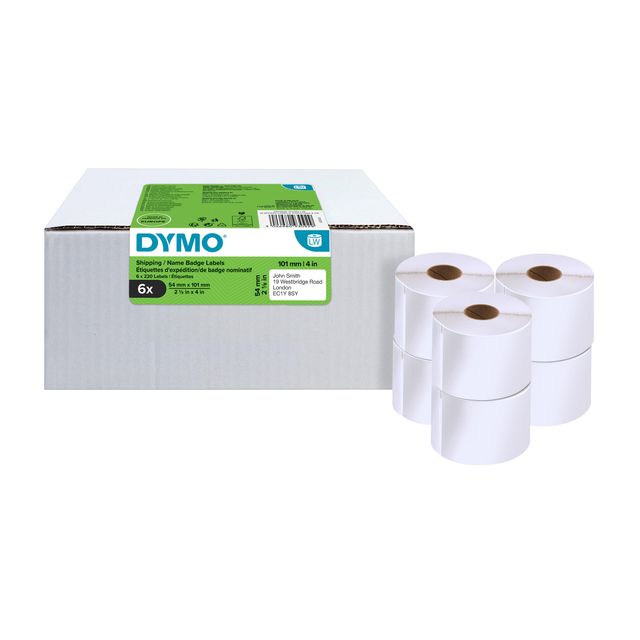 Dymo - Etiket LabelWriter naamkaart 54x101mm 6 rollen á 220 stuks wit