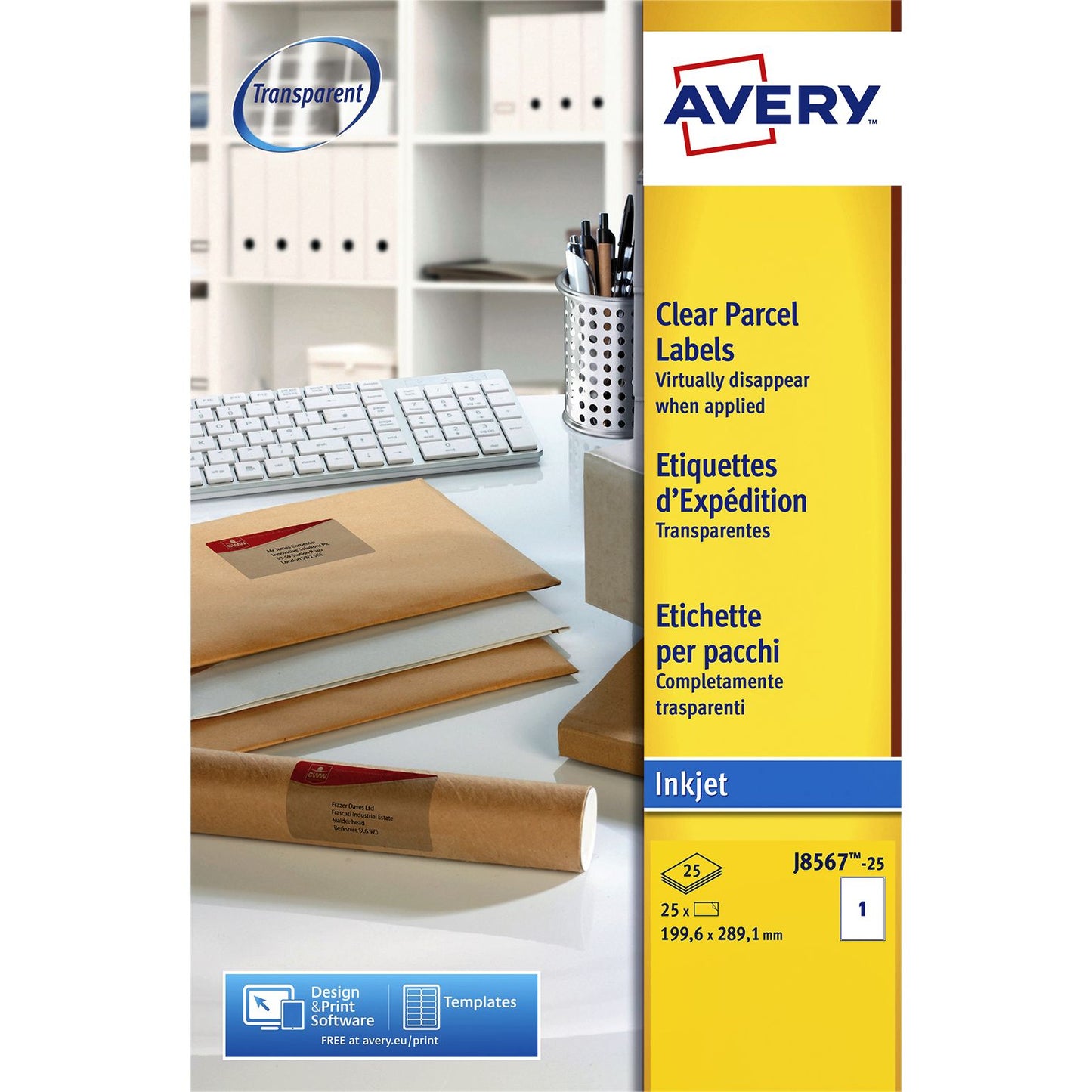 Avery - Etiket j8567-25 210x297mm a4 tr 25 stuks
