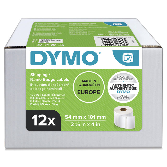 Dymo - Tarjeta de presentación Etiket LabelWriter 54x101mm 12 rollos de 220 piezas blanco