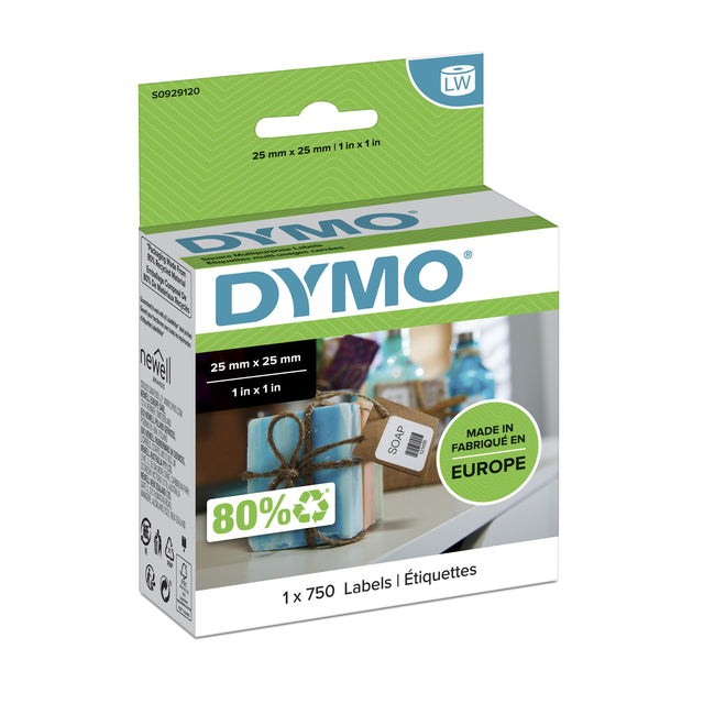 Dymo - Etiket LabelWriter multifunctioneel 25x25mm 1 rol á 750 stuks wit