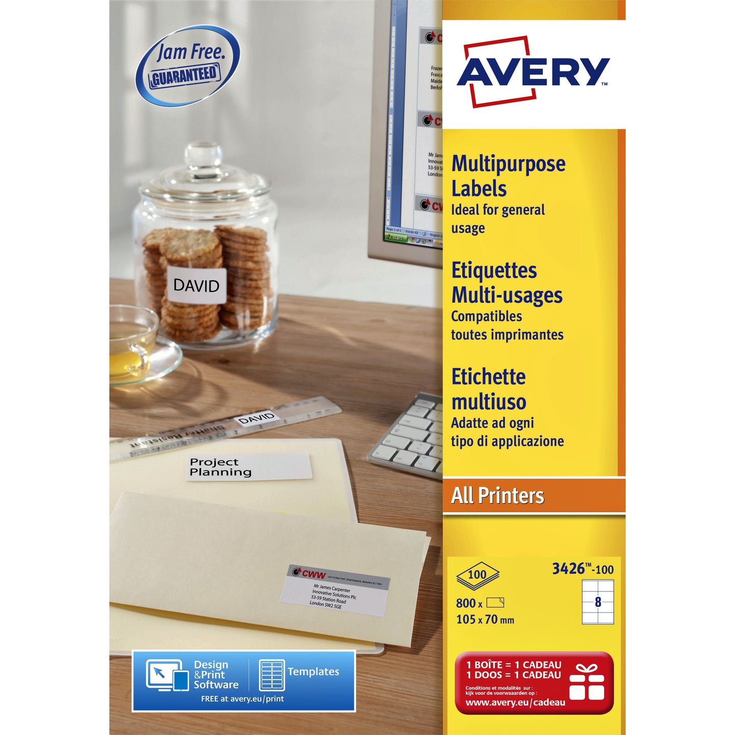 Avery - Étiquette L4745REV-25 96x63,5mm blanc 200 étiquettes