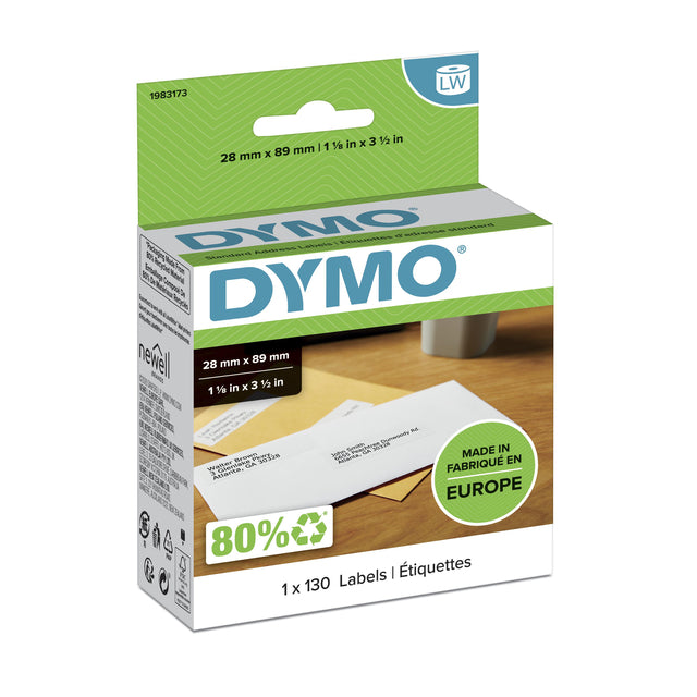 Dymo - Label LabelWriter direccionamiento 28x89mm 1 rollo de 130 piezas blanco
