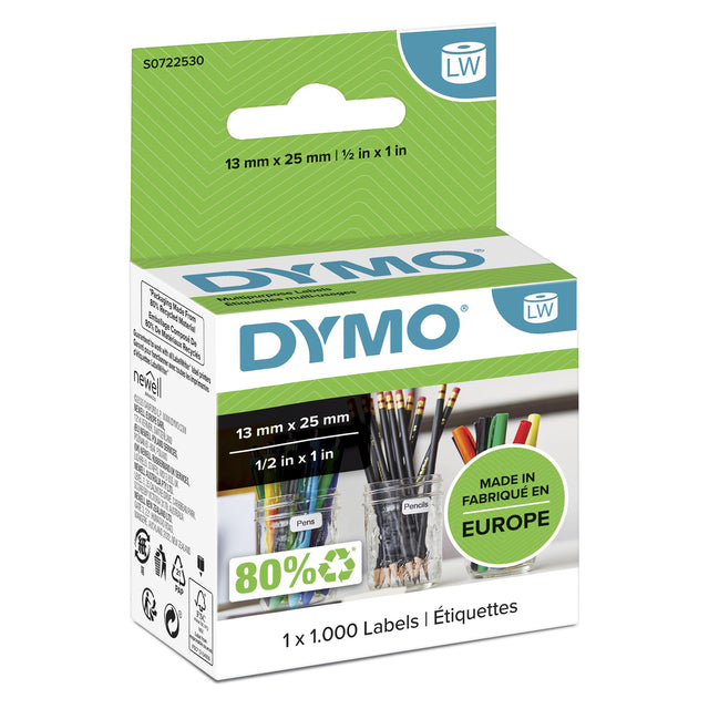 Dymo - Etiket LabelWriter multifunctional 13x25mm 1 roll of 1000 pieces white