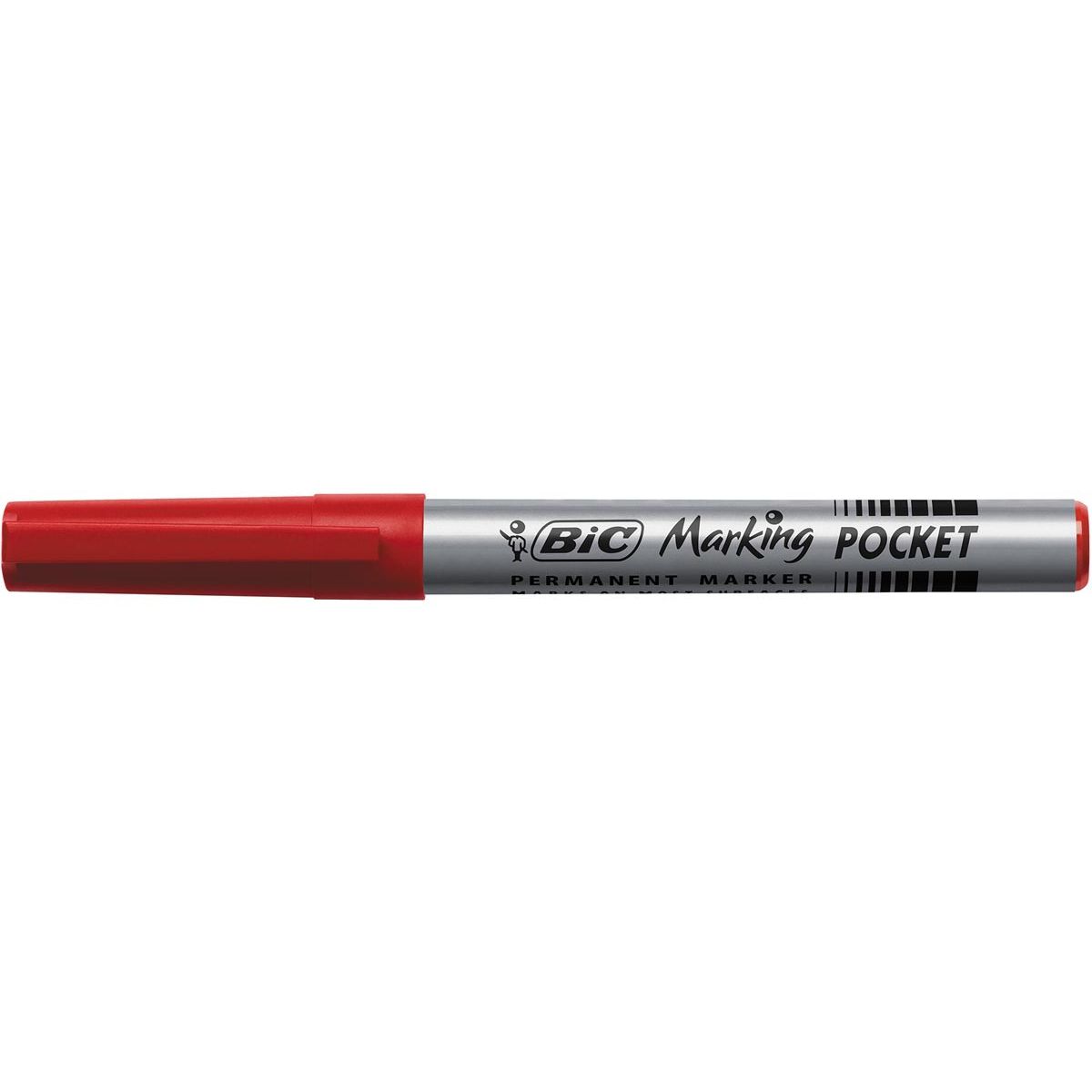 Bic - pennarello indelebile ECOlutions, larghezza scrittura 1,1 mm, punta fine, rosso