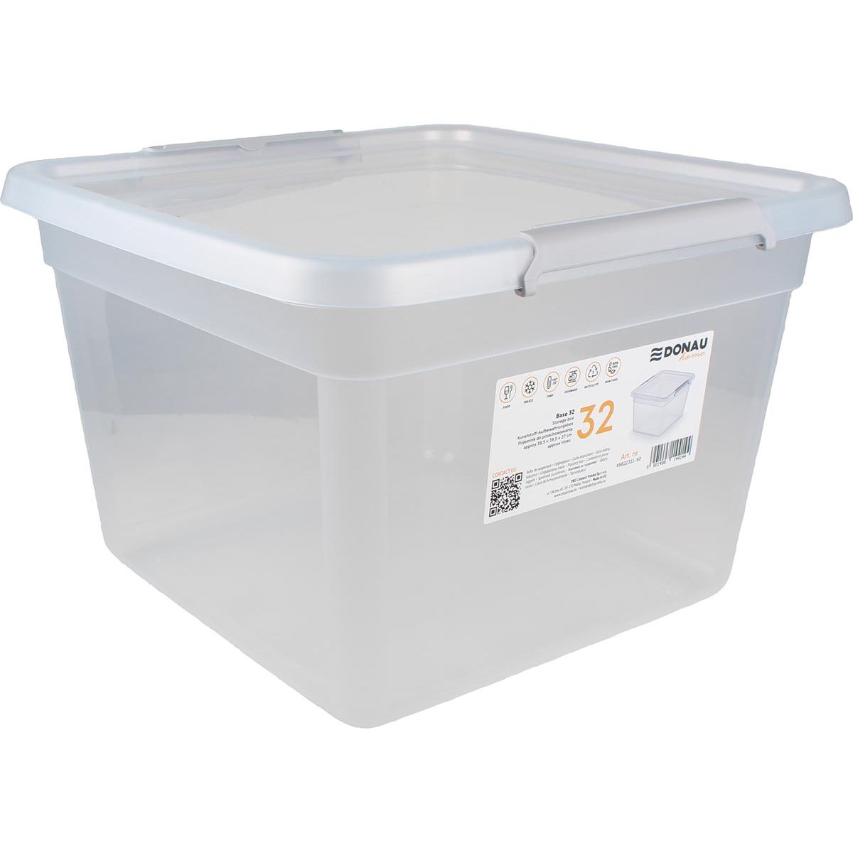 DONAU Home - caja de almacenamiento, 32 litros, transparente