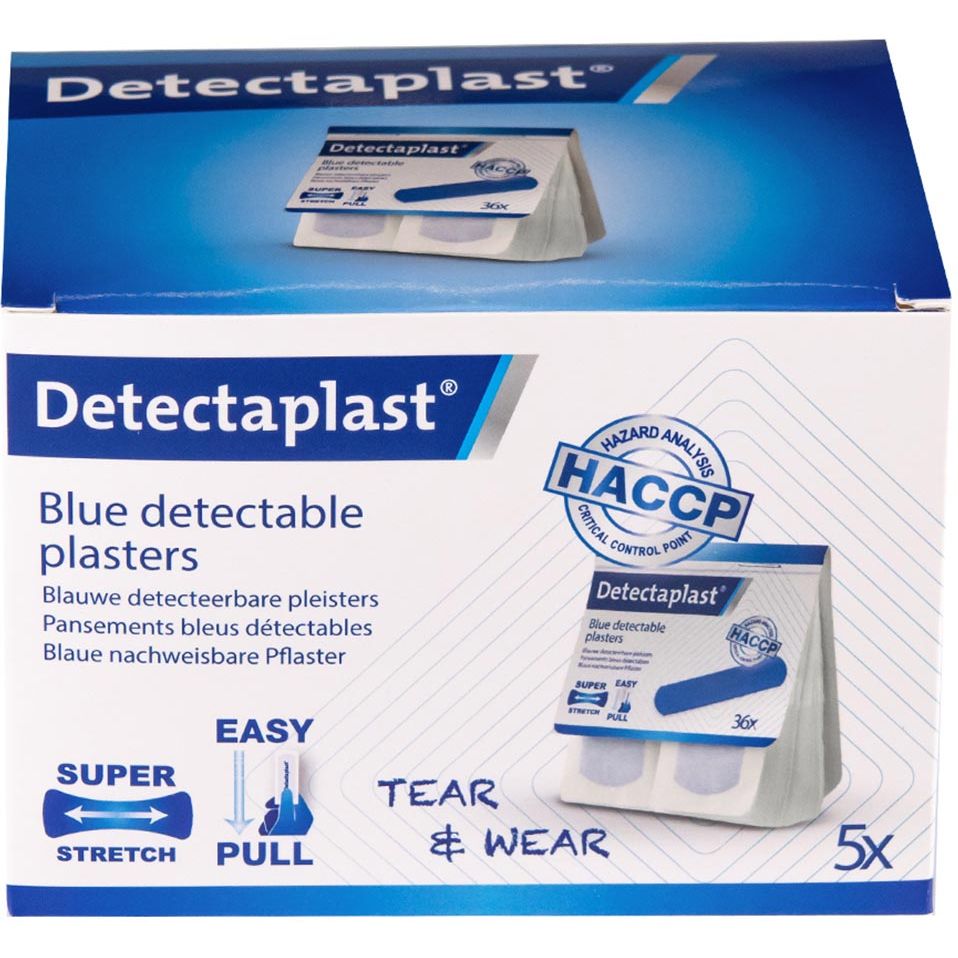 Detectaplast - Tear Wear Elastic Easy-Pull, ft 25 x 72 mm, 5 x 36 pieces