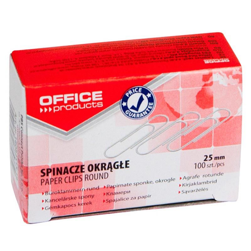 OFFICE products - papierklemmen, 25 mm, gegalvaniseerd, doos van 100 stuks