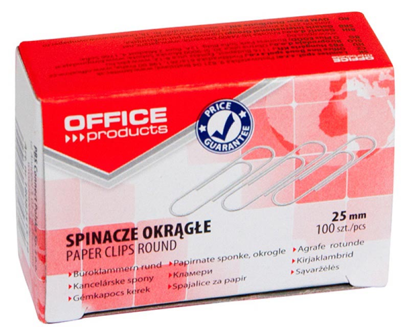 OFFICE products - papierklemmen, 25 mm, gegalvaniseerd, doos van 100 stuks