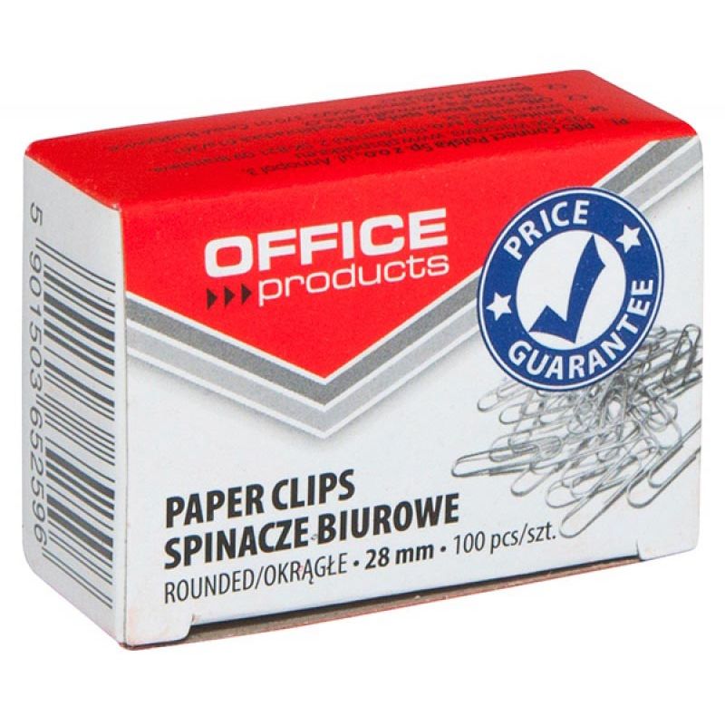 OFFICE products - papierklemmen, 28 mm, gegalvaniseerd, doos van 100 stuks