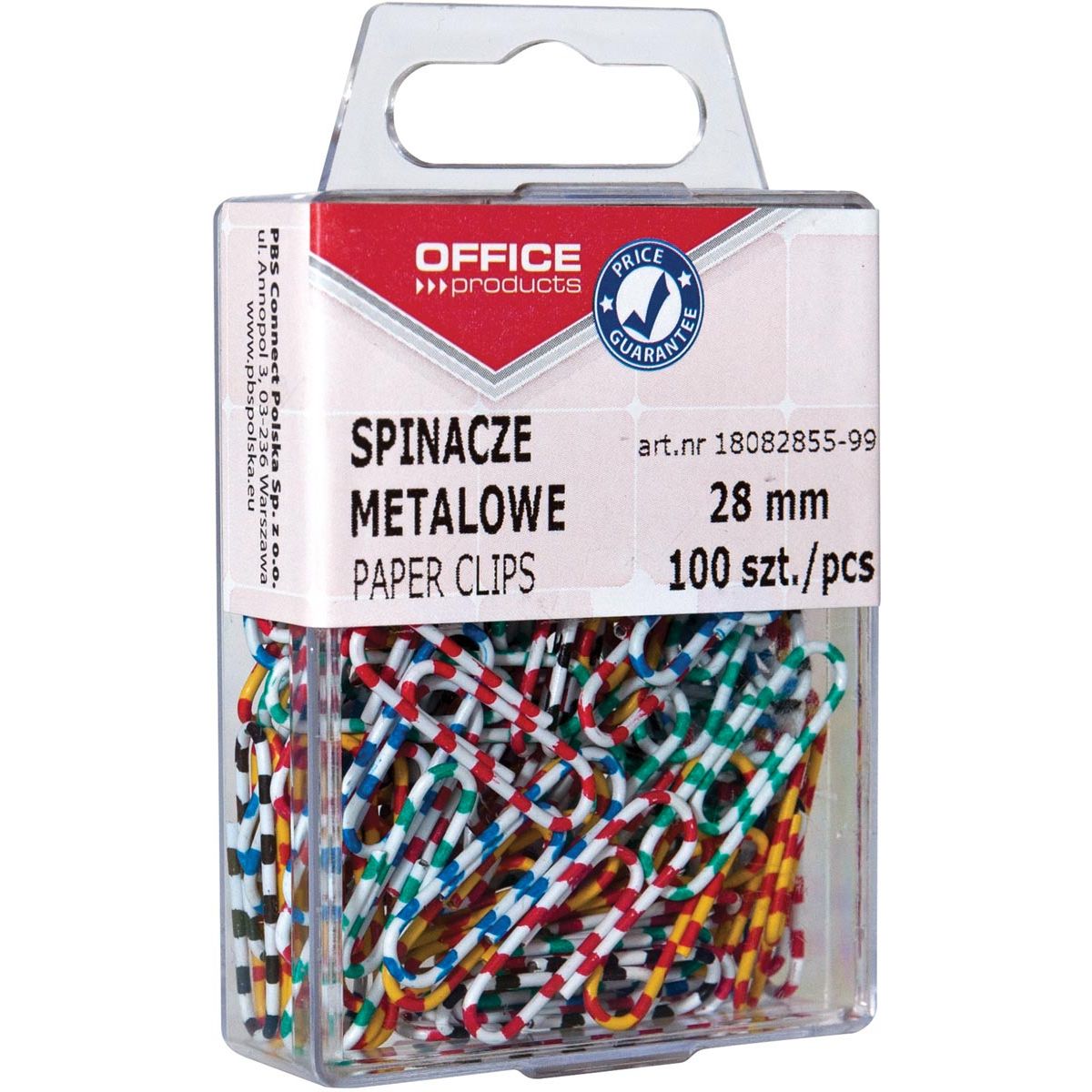 OFFICE products - papierklemmen Zebra, 28 mm, gestreept, geassorteerde kleuren, ophangdoosje van 100 stuks