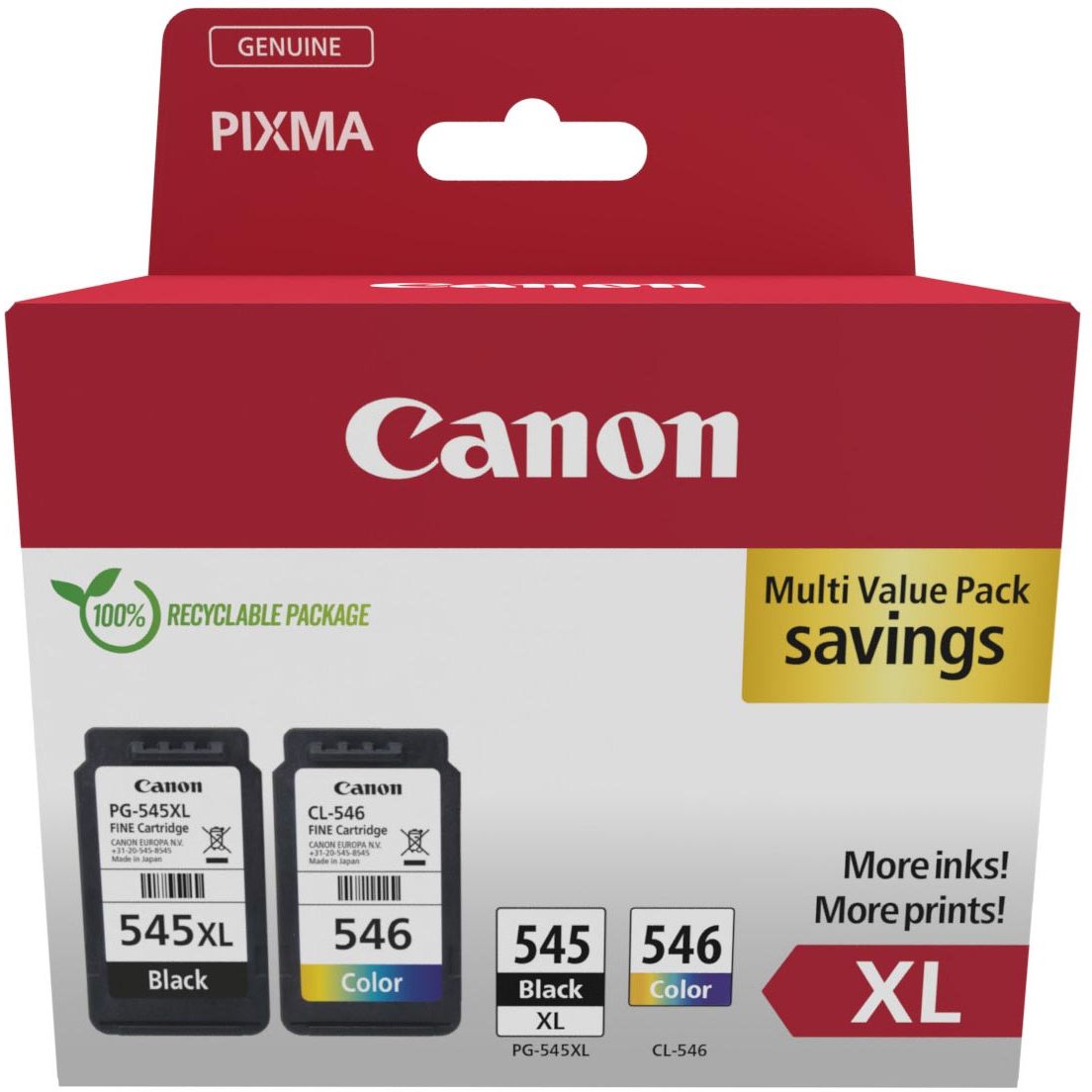 Canon - paquete económico de fotografías 1 x PG-545XL + 1 x CL-546XL, 300 400 páginas, OEM 8286B012, 4 colores