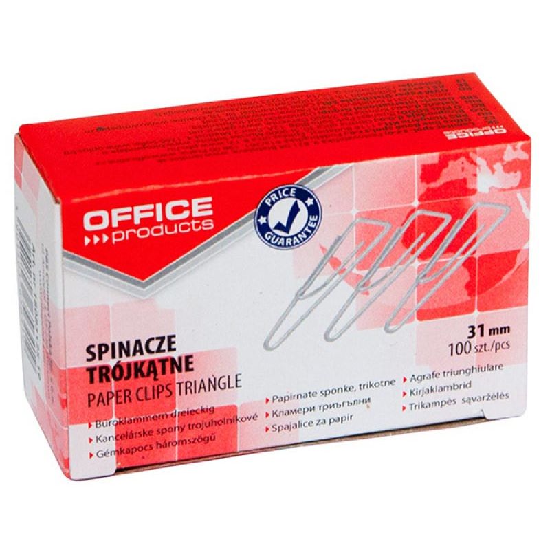 OFFICE products - papierklemmen, 31 mm, gegalvaniseerd, driehoekig, doos van 100 stuks