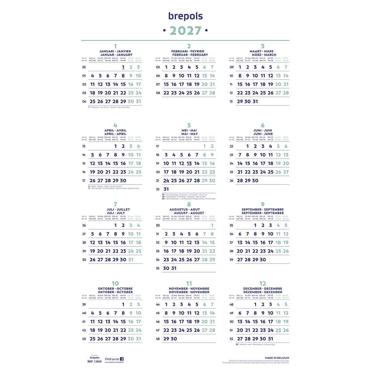 Brepols - Jaarkalender, 2027
