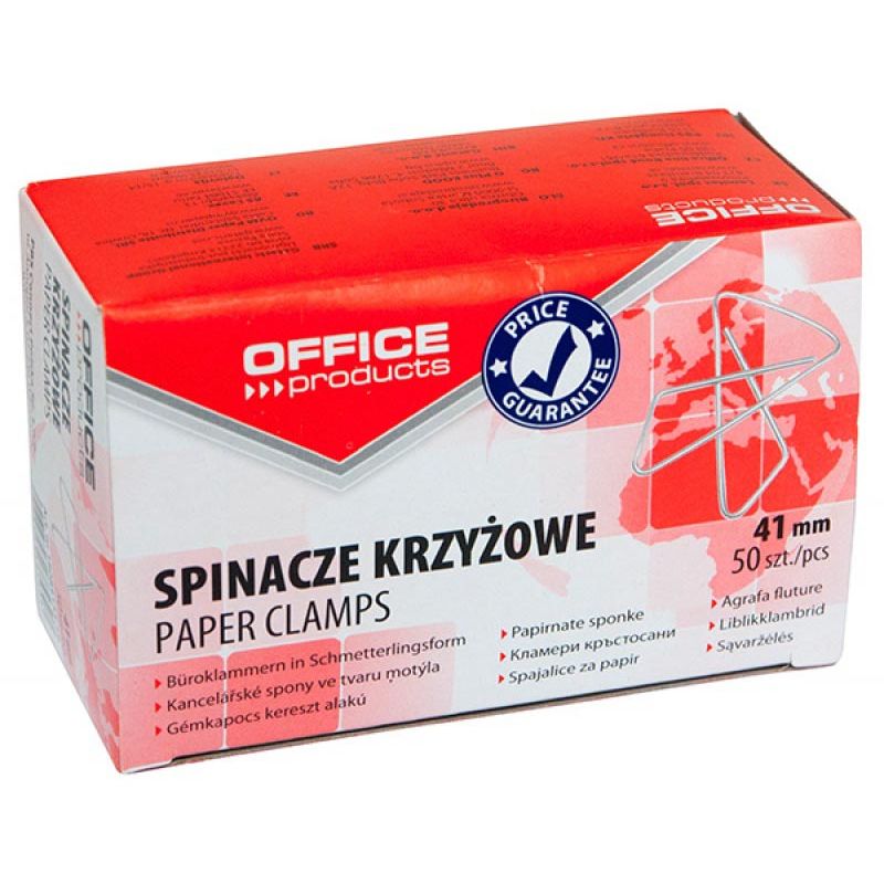 OFFICE products - vlinderklemmen, 41 mm, gegalvaniseerd, doos van 50 stuks